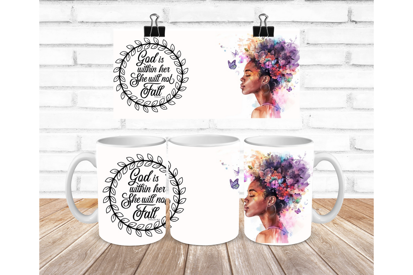 Woman with Flowers Watercolor Mug