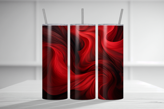 Red and Black Swirl Abstract Tumbler