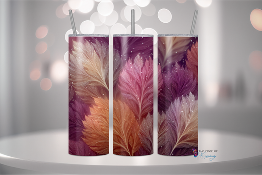 Whimsical Leaves 20oz Matte Stainless Steel Tumbler Autumn Leaf Aesthetic