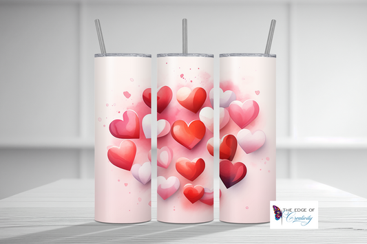 Red and Pink Hearts Valentine Tumbler