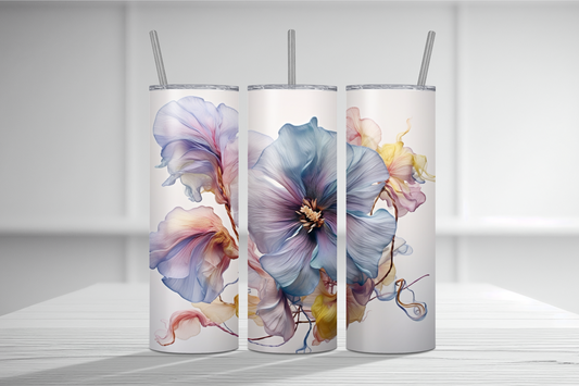 Blue Whimsical Flower Tumbler