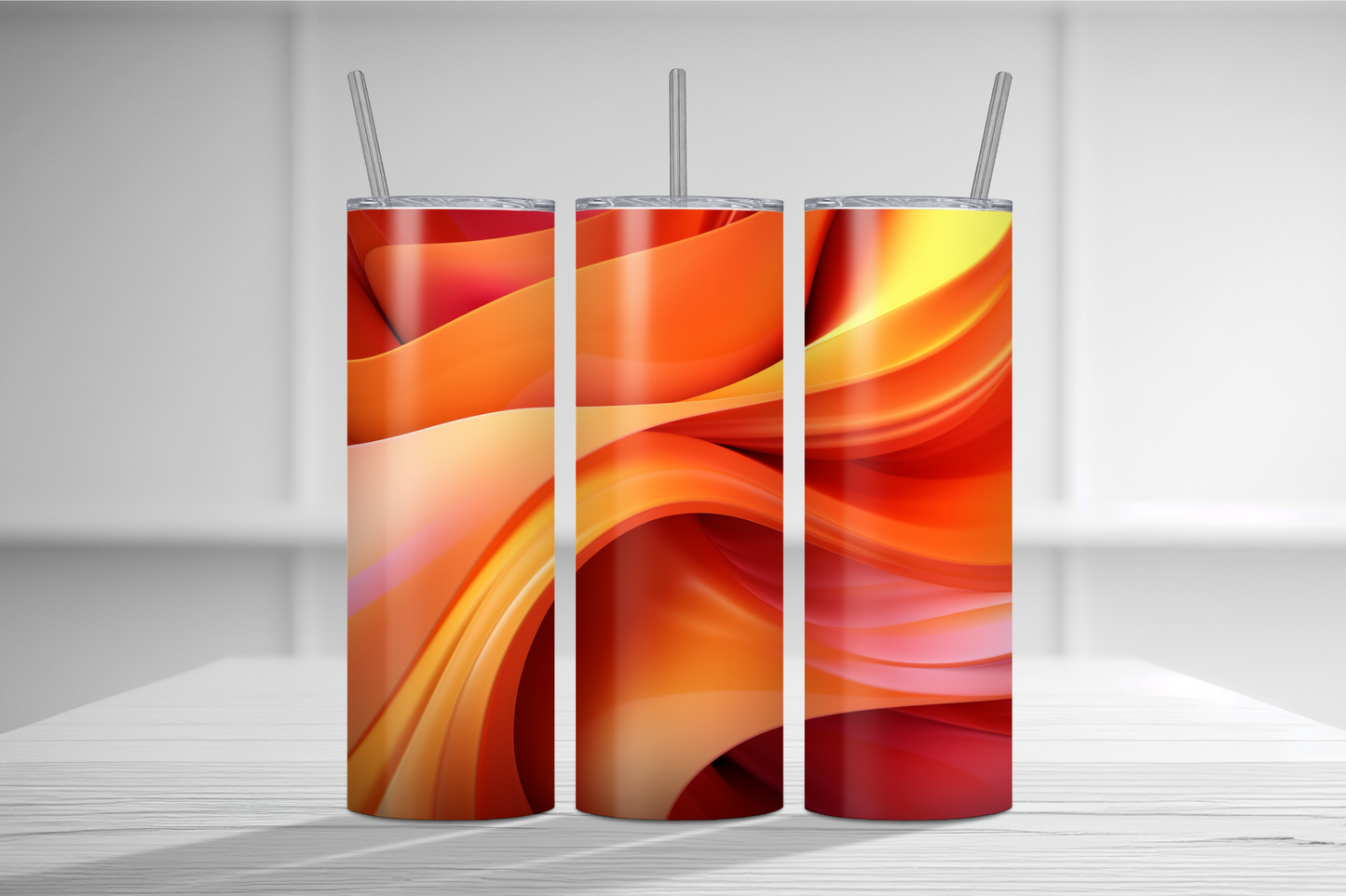 Shades of Red and Yellow 3D Ribbon Tumbler