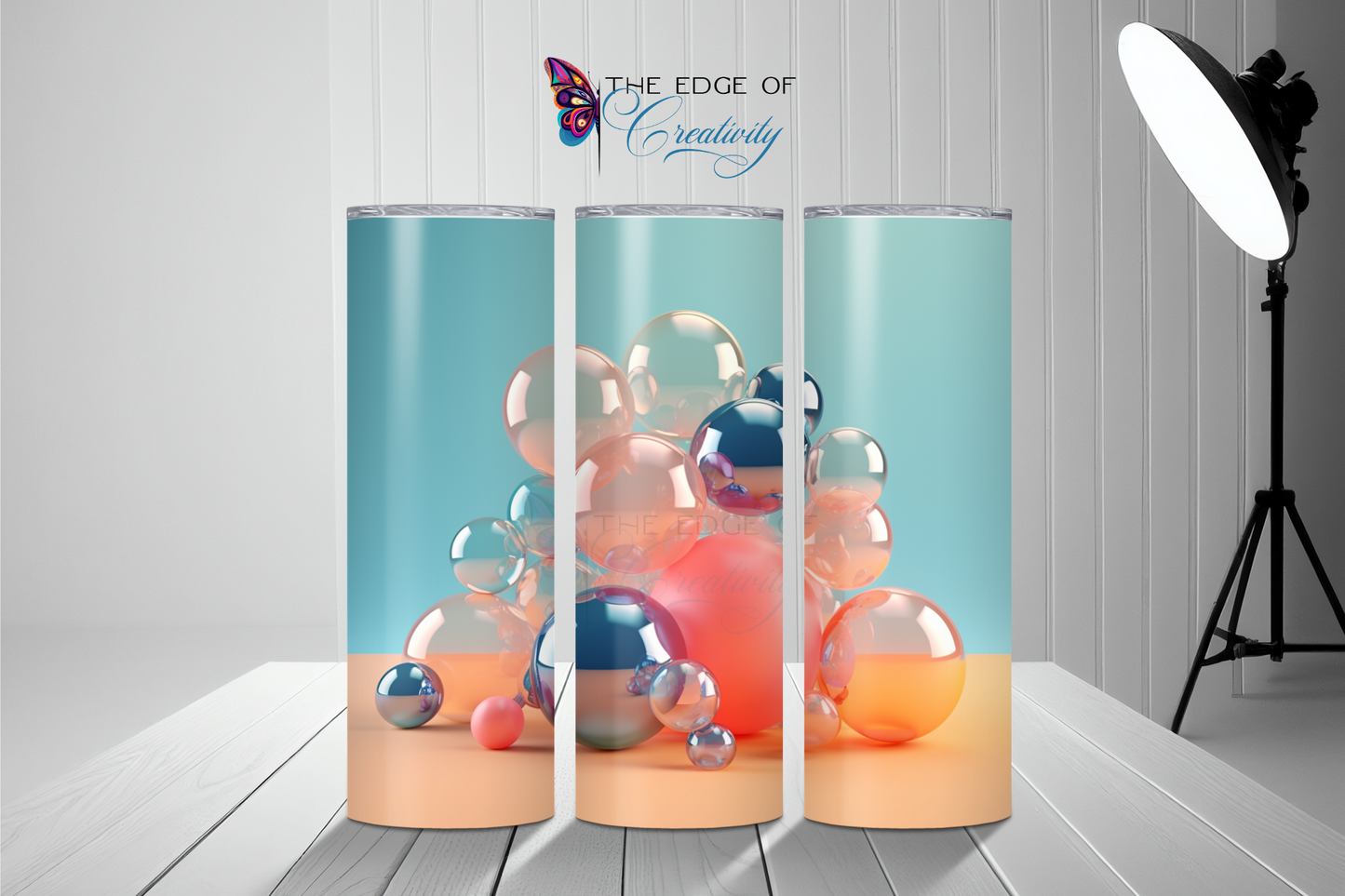 3D Teal Bubbles 20 oz Tumbler