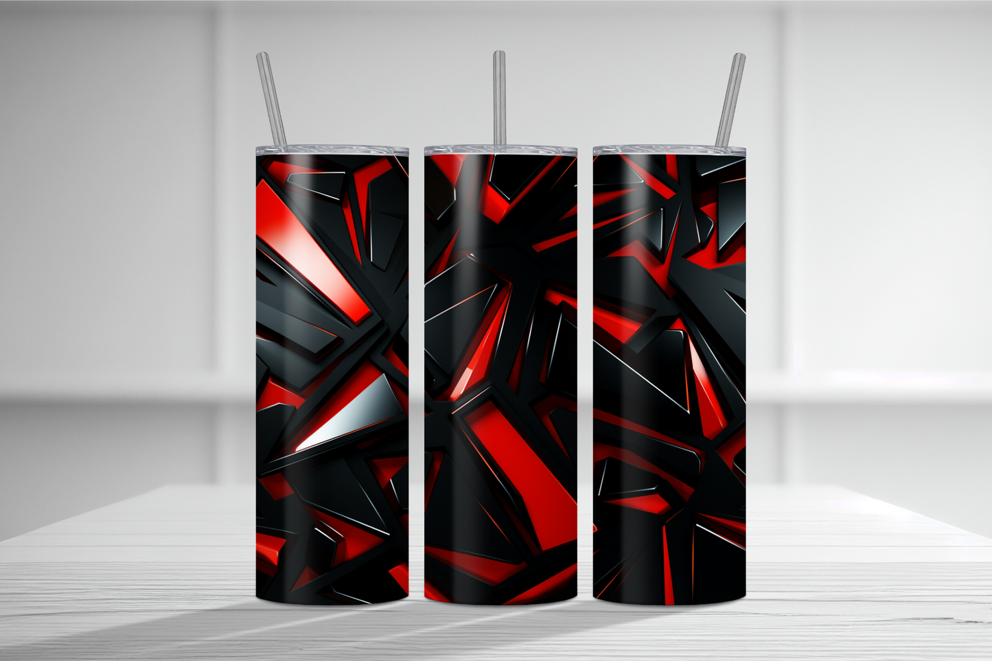 3D Red and Black Abstract Tumbler