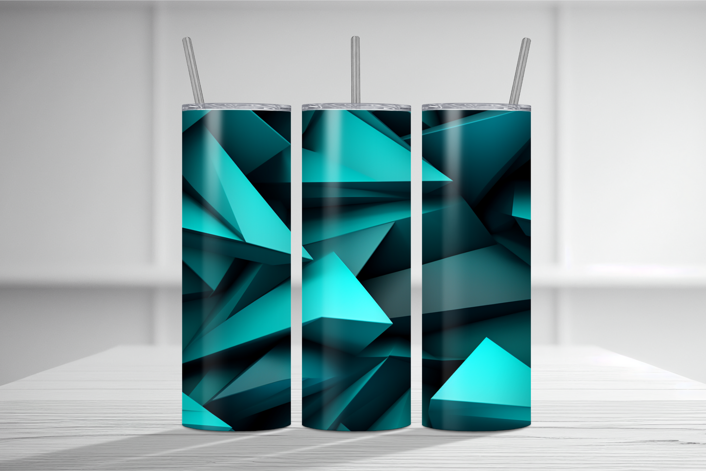 3D Teal and Black Abstract Tumbler