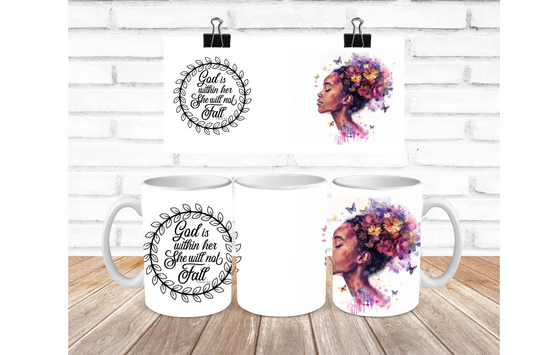 Girl with Flowers and Butterflies Watercolor Mug