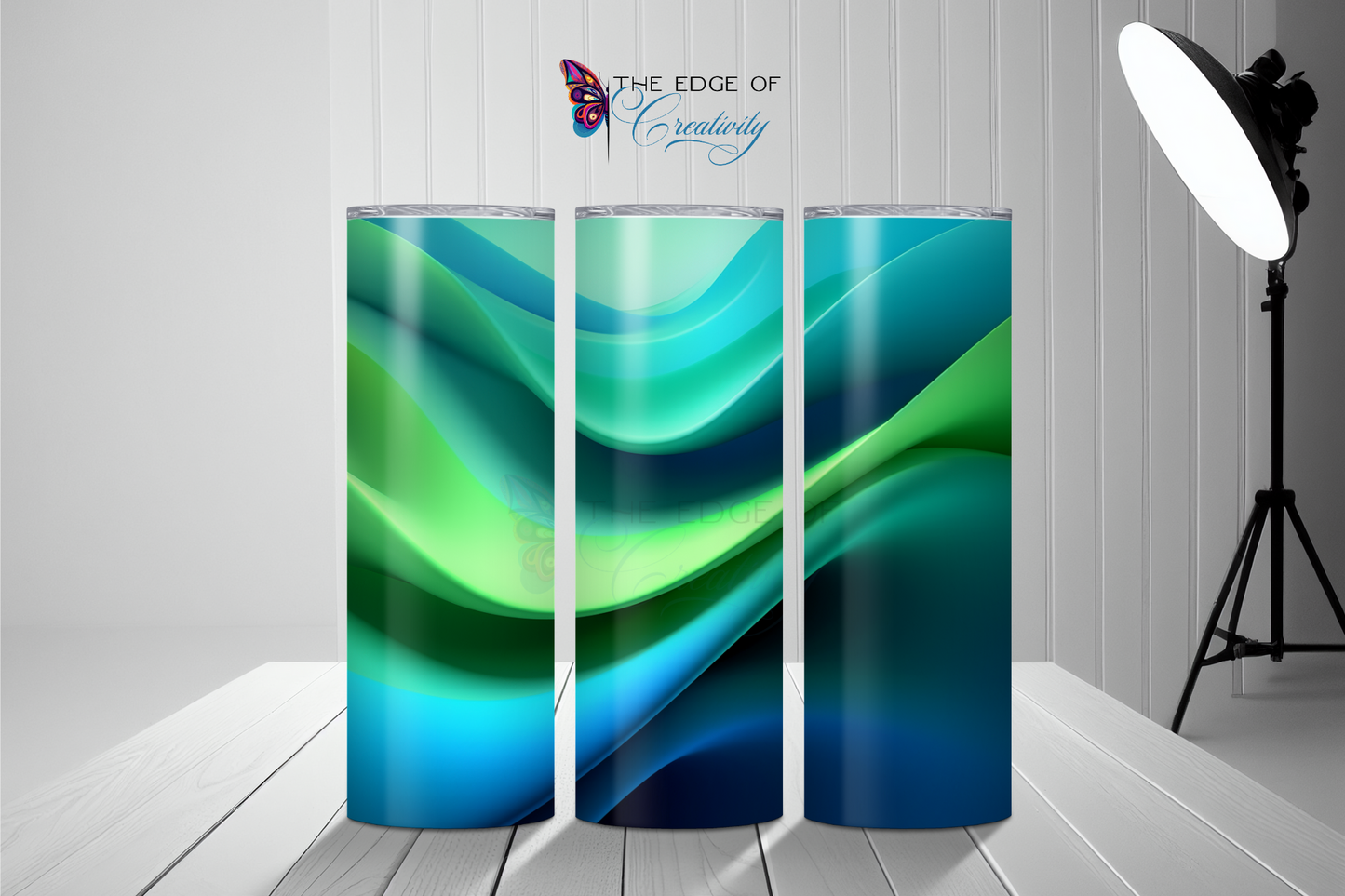 3D Blue and Green Ribbon Tumbler