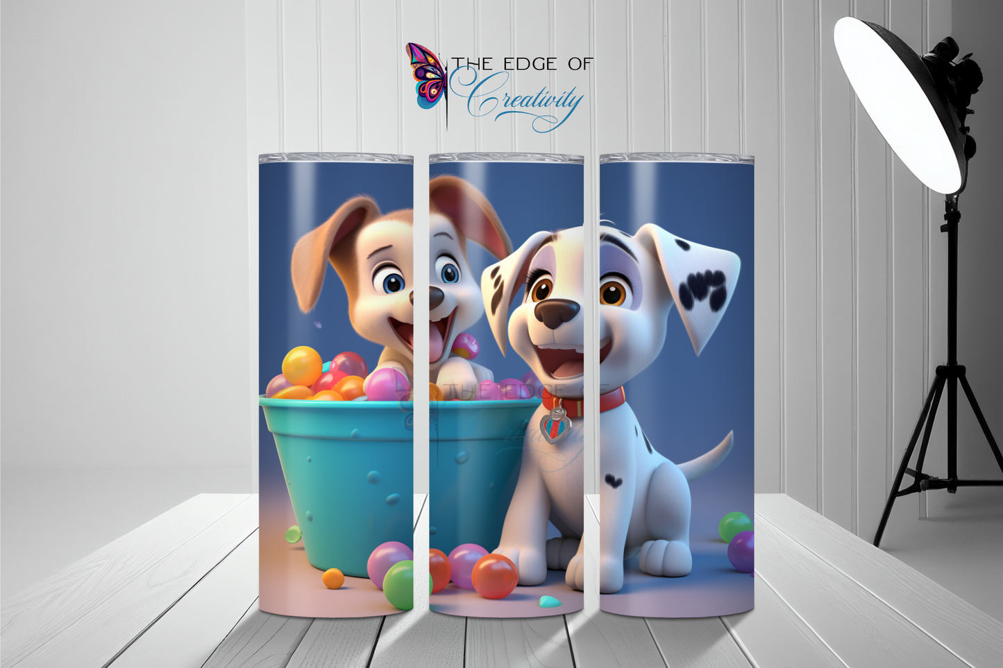 3D Puppies Playing with Balls Tumbler