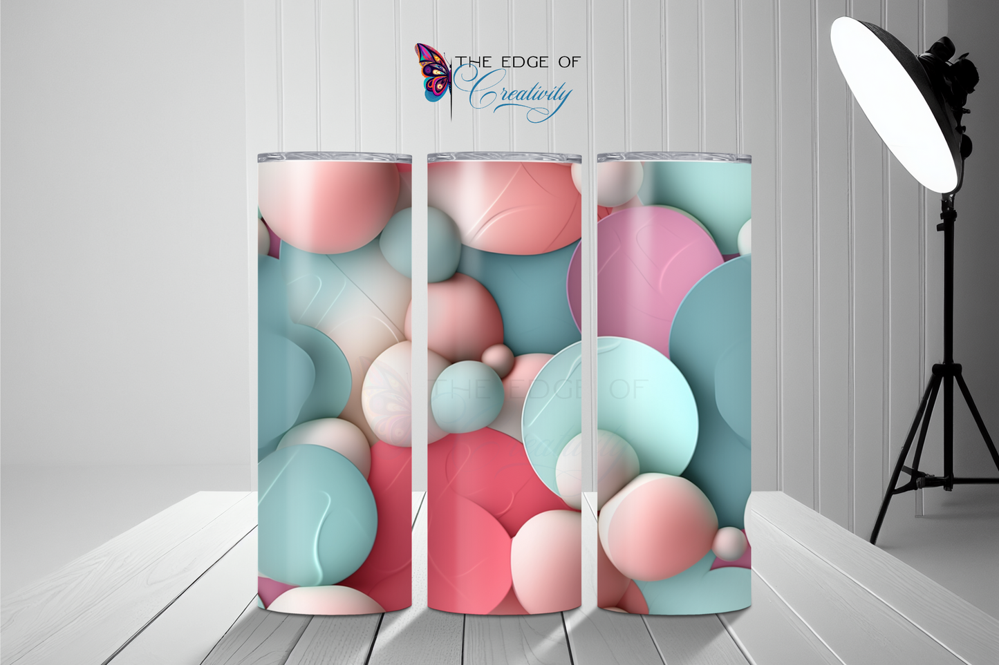 Mint Green and Pink Colored Bubbles 20 oz Tumbler