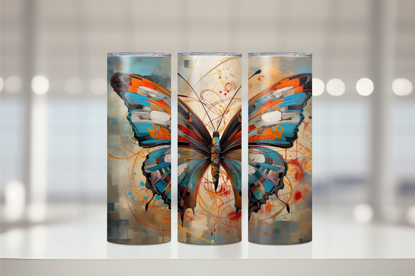 Abstract Blue Butterfly Tumbler