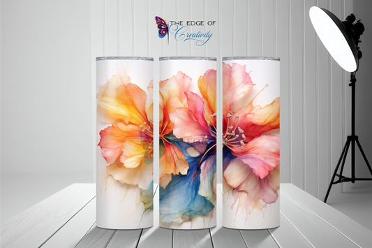 3D Watercolor Flower Tumbler